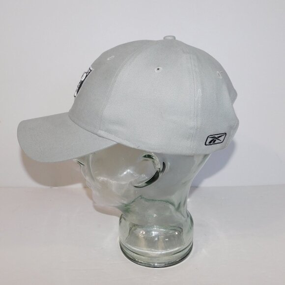 Reebok NFL Oakland Las Vegas RAIDERS Gray Strapback Cap Hat Raised Logo - Picture 8 of 11